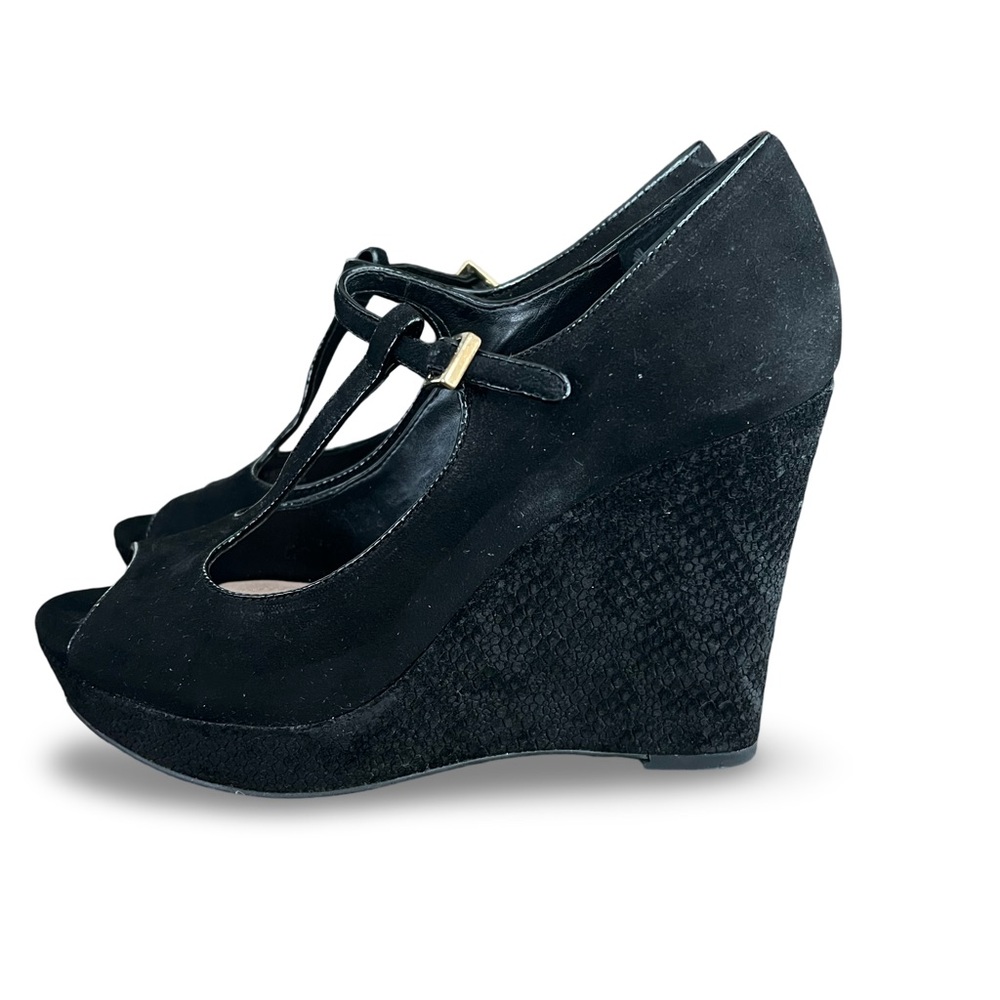 Vince Camuto Dicicco Mary Jane Style Black Wedges Womans Size 8 Excellent